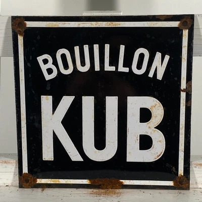 Bouillon KUB Enamel Sign - 20x20cm (7.9x7.9") - Nice Grocery Store Vintage Decor - Image 1 of 4