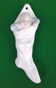 LLADRO - BABY’S FIRST CHRISTMAS 1991 - HANGING STOCKING DECORATION. - Picture 1 of 6