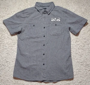 Harley Davidson Shirt Men's Large Gray Striped Button Down Short Sleeve Slim Fit - Picture 1 of 13