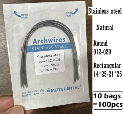 Fio de arco ortodontológico aço inoxidável redondo retangular quadrado forma natural - Imagem 1 de 4