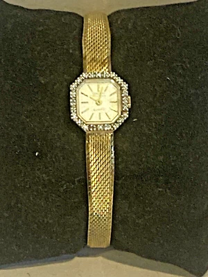 Reloj de Vestir Gruen Precisión Diamante Genuino-Vintage Damas Delicado Cuarzo-¡Funciona! Foto 1 de 4
