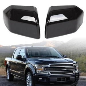ABS Gloss Black Rearview Mirror Cover Caps For 2015-2020 Ford F150 F-150 Raptor - Foto 1 di 8