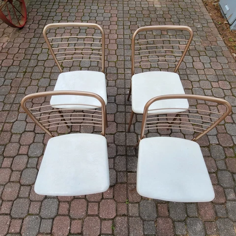 Estate 4 Vintage 1950s Cosco Gatefold Chair Vinyl Padded Gate Leg Gatefold LFHW Cover