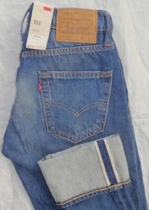 NWT Levi's Premium Men's 511 Slim Fit Selvedge Stretch Jeans 28x32 Irregular - Picture 1 of 5