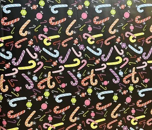 "Papel de envoltura de Navidad negro caña de caramelo y caramelo 80 pies cuadrados 36"" X 320""" - Imagen 1 de 2