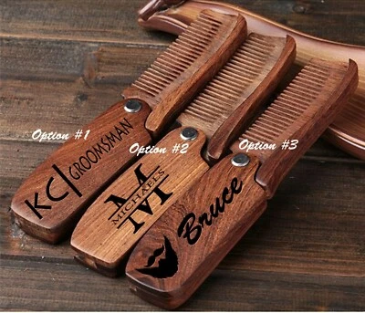 personalized beard & hair Comb, handcrafted anti static wooden comb, grooming - Image 1 of 4