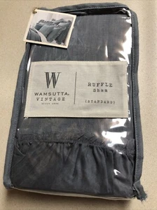 New 1 Wamsutta VINTAGE RUFFLE Standard Pillow Sham Linen/Cotton Aegean Green - Picture 1 of 6