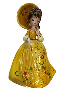 Josef Originals Retro Girls Large 9" Girl Yellow Dress Parasol Umbrella Japan - Picture 1 of 17