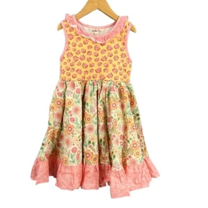 Matilda Jane Dress Girls Floral Print Ruffled Collar Tiered Skirt 6Y New - Picture 1 of 5