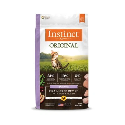 Instinct 原装天然干小猫猫粮无谷物食谱鸡肉 4.5 磅 — 第 1/4 张图片