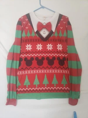 迪士尼圣诞衬衫女式大号 Pit2pit 24 英寸长 27 — 第 1/3 张图片