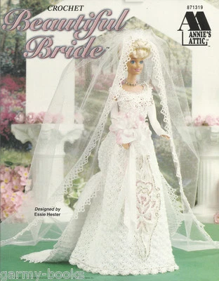 Beautiful Bride Annie's Attic Crochet Fashion Doll Wedding Dress Pattern #871319 - Image 1 of 2