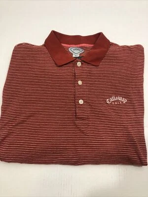 Callaway Golf Sport Long Sleeve Polo Shirt Mens 3L Orange White stripe dry sport - Image 1 of 4