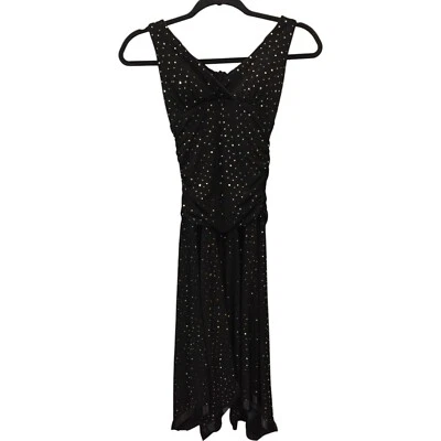 City Triangles Halter Neck Dress Black Polka Dots Womens Size 8 Asymmetrical Hem - Image 1 of 4