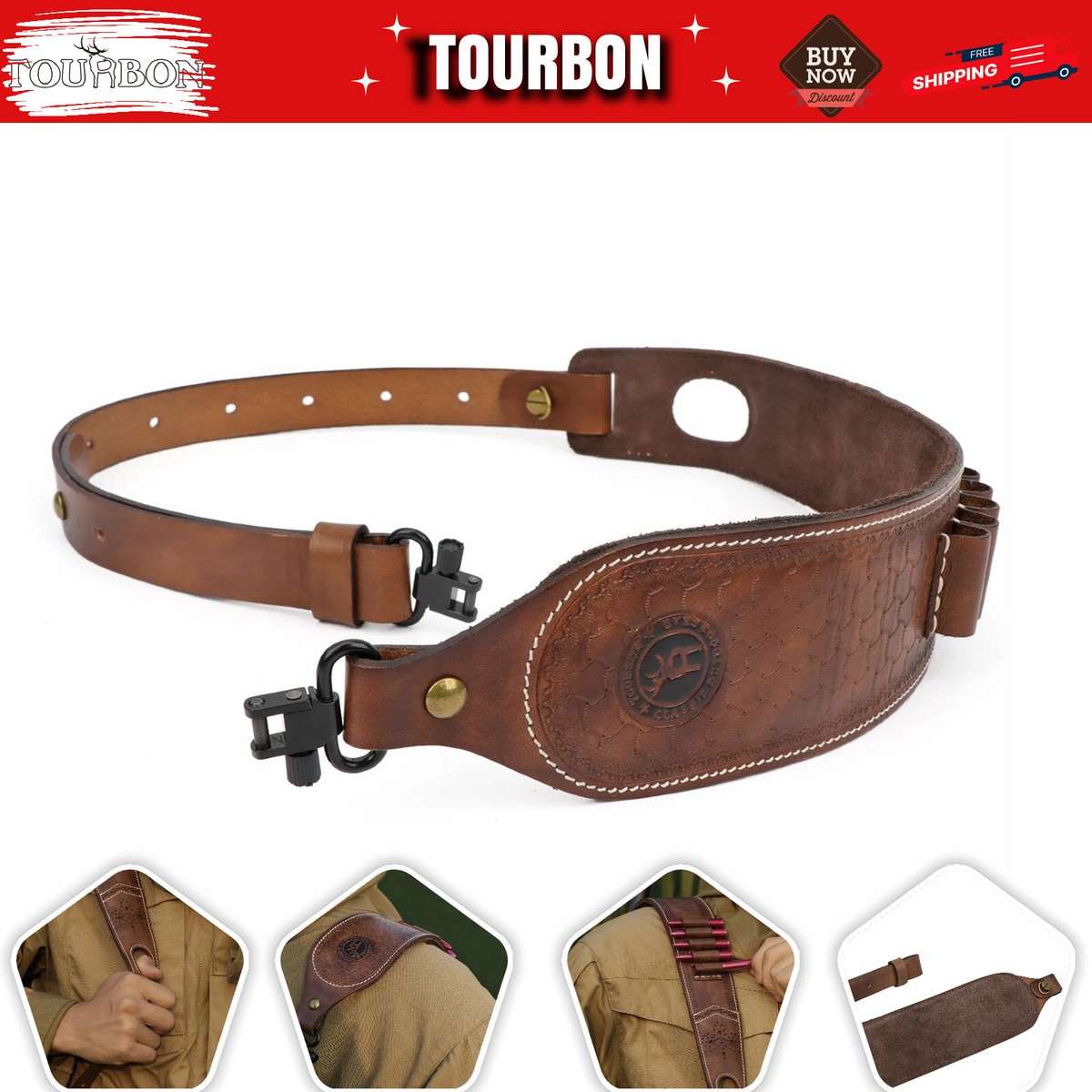 Triple K Leather Rifle Sling - Classic Basketweave Design With Solid Brass Hardware