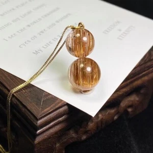 Natural Copper Rutilated Quartz Ball Sphere Pendant AAAAA with chain - Picture 1 of 6