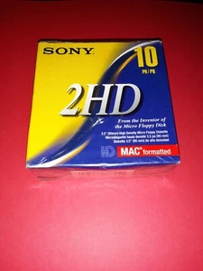 Sony 2 HD 3.5" High Density Micro Floppy Diskette Pack of 10 MAC Formatted 2HD - Afbeelding 1 van 5