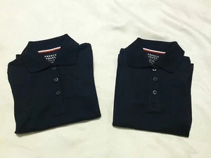Lot of 2 Knit Girls Size XS 4/5 School Uniform Polo Navy Blue Short Sleeve Shirt - Picture 1 of 5