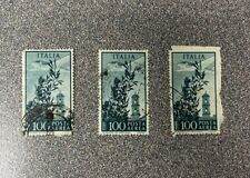 ITALY POSTAL ISSUE AIR MAIL USED STAMP 1955 OLIVE TREE, AIRPLANE & CAMPIDOGLIO