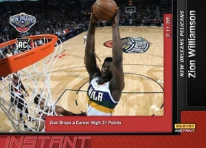 2019-20 Panini Instant NBA #87 Zion Williamson (RC) puntajes altos en su carrera 31 puntos - Imagen 1 de 2