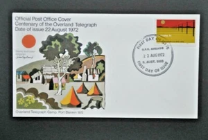 Australia Cent of Overland Telegraph 22/8/72 Adelaide FDC Adelaide - Picture 1 of 2