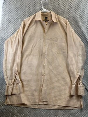 Camisa polo Saks Fifth Avenue para hombre XL naranja multicolor a cuadros algodón con botones Foto 1 de 4