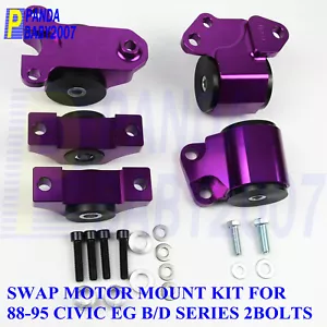 For 92-95 Civic 94-01 Integra EG B D Del Sol Engine Motor Mount Kit 2Bolt Chrome - Picture 1 of 5