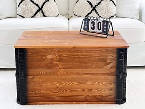 Truhe Mesita Baja Madera Maciza Mesa de Salón Truhentisch Caja Vintage Braun - Imagen 1 de 7