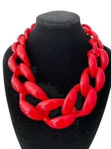 Statement Damenkette Modeschmuck Halskette Gliederkette rot Blogger Modekette - Bild 1 von 8