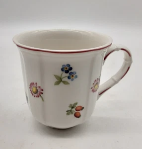 Villeroy & Boch Flowers on White Red Trim Coffee Tea Cup 10 oz. (474) - Picture 1 of 4
