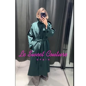 ZARA WOMAN NWT FW25 OVERSIDE WATER REPELLENT TRENCH COAT GREEN 0518/241/501 - Picture 1 of 3