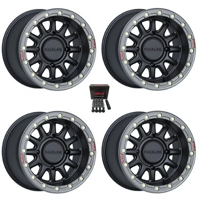 Raceline Alpha Beadlock 15x10 Wide Wheels Black/Gunmetal Can-Am Commander Foto 1 de 3