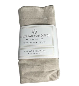 THYME & SAGE Napkins (8) European Collection Beige 18X18 100% Cotton Turkey NIP - Picture 1 of 6