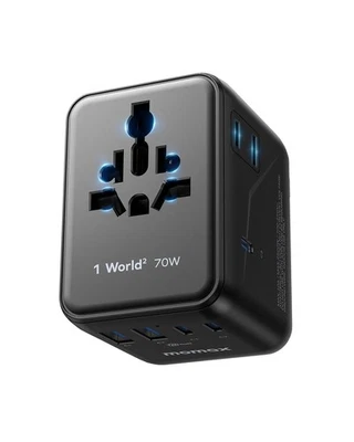 Adaptador de Viaje Universal MOMAX Mini 7 en 1, Adaptador de Corriente Internacional GaN 70W... Foto 1 de 4