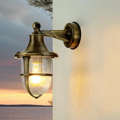 Wandlampe Messing IP64 Maritim E27 SANTORIN Außen Leuchte Haustür Terrasse - Bild 1 von 4
