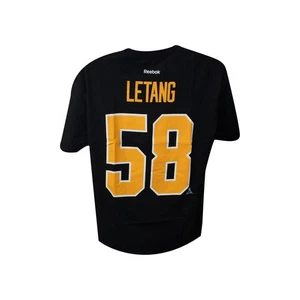 Kris Letang Pittsburgh Penguins Black Reebok Name & Number T-Shirt - Picture 1 of 2