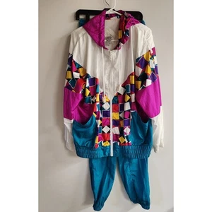 Vintage 90's Lavon Multicolored Windbreaker Pants Track Suit sz L - Picture 1 of 4
