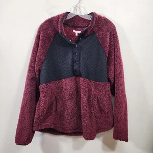 Maurices faux fur fleece quilted bib snap front sweatshirt woman's size XL - Picture 1 of 6