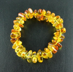 Vero Bracciale In Ambra Su Gomma Ambra Naturale Dalla Lituania Regalo Unisex - Picture 1 of 4