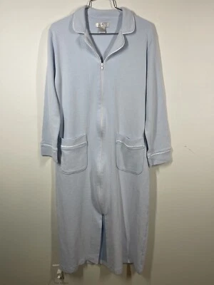 Bata texturizada azul claro y blanco Marelle para mujer cremallera completa M algodón pima de lujo Foto 1 de 4