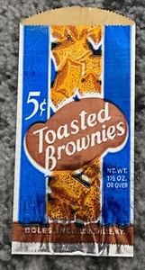 Brownie Cake Bag Unused Vintage Original 1950s Metallic Toasted Snacks NOS - Picture 1 of 4