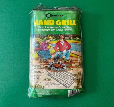 Parrilla de mano Coghlan’s vintage al aire libre caza camping pesca preparador 1984, nueva de stock Foto 1 de 2