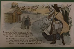 Thanksgiving Day 1907 Embossed Antique Postcard By Fred C. Lounsbury - Picture 1 of 9