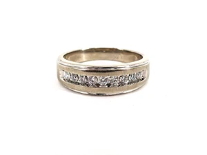 10KT White Gold 5.93g Men's Diamond Ring Band (1/2cttw) Size 11.75 - Picture 1 of 12