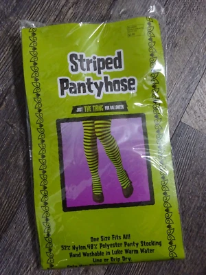 Mujer ~ Talla Única Rayas Pantimedias Neón Amarillo Verde Nuevo en Paquete Foto 1 de 4