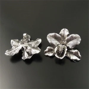 6 pcs Retro Silver Orchid Flower Alloy Pendant Jewelry Making Charm 42*36*11mm - Picture 1 of 2