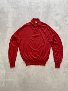 Brioni Luxury Knit Polo Sweater Men’s 60 Wool Cashmere Red Italian Made - Picture 1 of 11