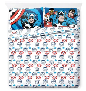 NEW Marvel Comics Captain America Avengers Full 4-Piece Bedding Sheet Set! - Picture 1 of 5