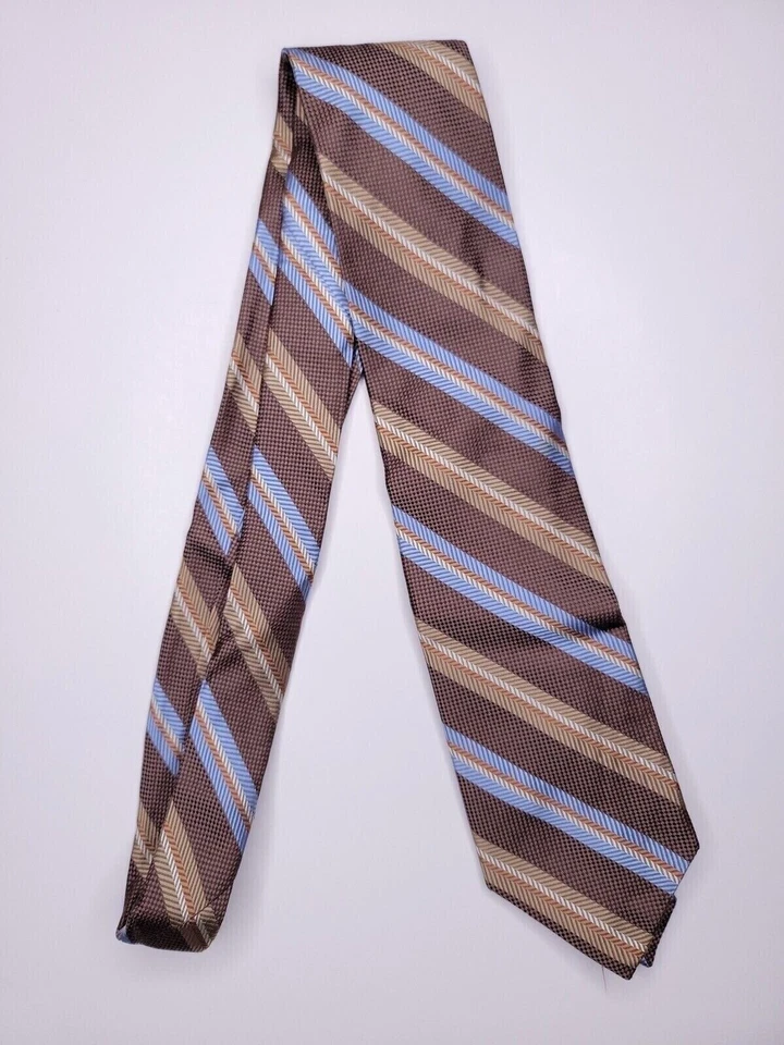 Bruno Piattelli Mens Formal Necktie 52"Lx3"W Brown/Blue Neck Tie — 第 1/4 张图片