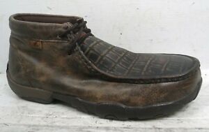 Twisted X Mens Driving Moc Caiman Print Alloy Toe Boots Shoe MDMAL02 size 8.5 M